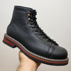 Bottes de sécurité de travail imperméables pour hommes, cadeau de noël, bottes de moto en cuir véritable pour hommes, chaussures décontractées, bottes à la mode