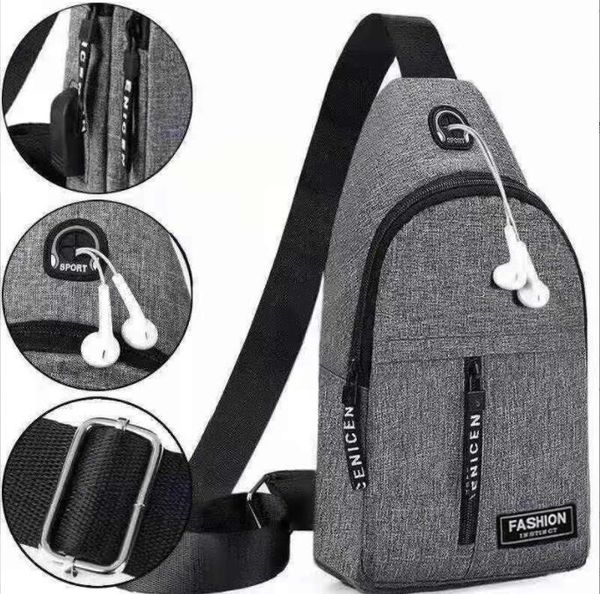 Bolso impermeable para hombre en el pecho, bolsos de hombro, mochila cruzada para hombre, bolsos de viaje con carga USB