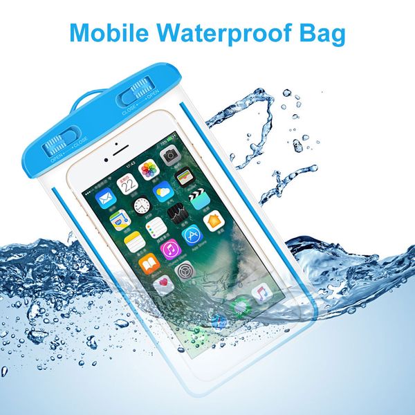 Sac de téléphone mobile imperméable Couverture de cas de téléphone transparent Plongée Swimming Mobile Phone Pouch tactile écran sous-marin Sac sec