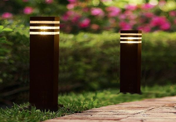 Lámparas de césped LED para parque de jardín cuadrado moderno a prueba de agua luces 110V 120V luz de poste de césped al aire libre LLFA8055703