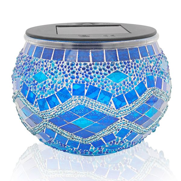 Mosaïque étanche en mosaïque Boule solaire lumineuses à énergie éveillée multicolores de table de lumière solaire pour jardin décorations de Noël