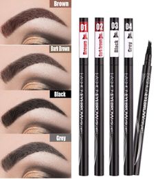 Pencil natural de cejas de cejas impermeables de cuatro claw brow tint maquillaje tres colores marrones cepillo gris negro cosméticos8013156