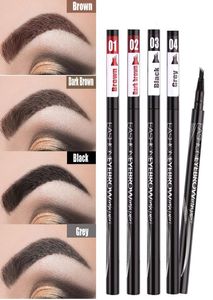 Crayon à sourcils naturel imperméable à quatre griffes, teinte pour les yeux, maquillage trois couleurs marron noir gris, brosse cosmétique 3882831