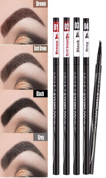 Crayon à sourcils naturel imperméable à quatre griffes, teinte pour les yeux, maquillage trois couleurs marron noir gris, brosse cosmétique 6254945