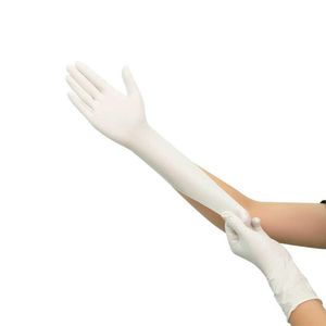 Guantes de nitrilo impermeables Los productos sin polvo desechables blancos se pueden personalizar