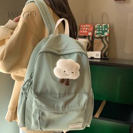 Wasserdichter Nylon-Frauen-Schulrucksack, großer einfarbiger Mädchen-Reisetasche, College-Schultasche, weiblicher Laptop-Rucksack, Mochilas 240116