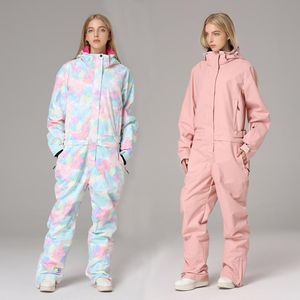 Waterdichte One Stuk Ski Suits Vrouwen Hooded Snowboard Jumpsuit Sport Waterdichte Vrouwelijke Sneeuw Overall Outoor Vrouw Snowsuit