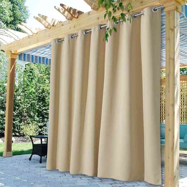 Paneles de cortina impermeables para exteriores Cortinas opacas para patio para puertas corredizas / Vestíbulo / Cenador / Lanai Beige personalizado, 1 panel 210712