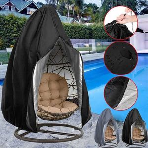 Waterdichte Outdoor Opknoping Egg Chair Cover Swing Dust Protector Patio met rits beschermhoes 211116