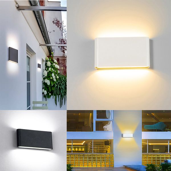 Applique murale extérieure étanche 12W, Source LED, éclairage haut et bas, moderne et minimaliste, éclairage d'intérieur, porche, jardin