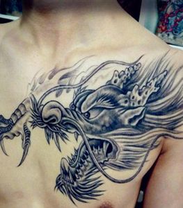 Autocollant de tatouage de Dragon imperméable sur l'épaule, robinet de poitrine en papier, grand bras de fleur, petit tatouage frais pour hommes et femmes, autocollant 1416702