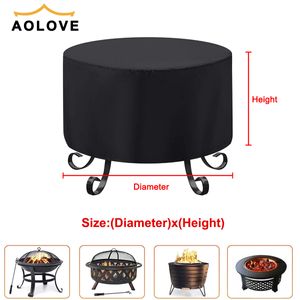 Waterdichte patio vuurplaats deksel zwarte UV Protector Grill BBQ Shelter Outdoor Garden Yard Round BBQ Cover Cover meubels covers