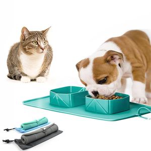 Cuenco impermeable para mascotas, alfombrilla portátil de silicona para exteriores, cuencos para beber para mascotas, Mantel Individual para alimentación de gatos, producto para perros de fácil lavado