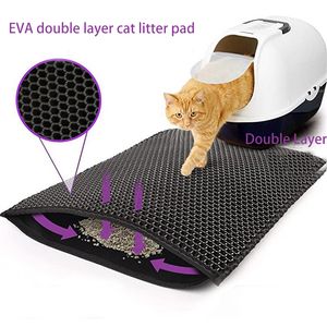 Waterproof Pet Cat Litter Mat Double Layer Pet Litter Box Mat Non-slip Sand Cat Pad Washable Bed
