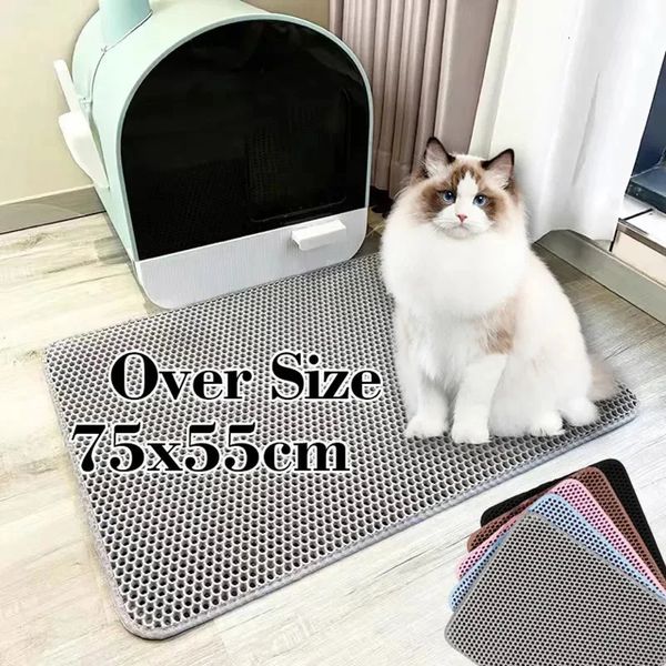 Boîte à litière de chat pour animaux de compagnie étanche Double couche non glissante pavé de sable lit lavable lit propre Produits 231221