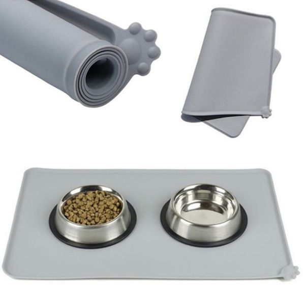 Tapis d'alimentation imperméable en Silicone pour animaux de compagnie, bol pour chien et chiot, accessoires de Placement d'alimentation pliables 2174