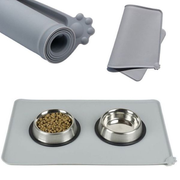 Tapis d'alimentation imperméable en Silicone pour animaux de compagnie, bol pour chien et chiot, accessoires de Placement d'alimentation pliables 291f