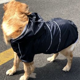 Impermeable mascota perro grande impermeable ropa para perros grandes abrigo al aire libre chaqueta de lluvia reflectante mediano grande poncho para perros malla transpirable 201015