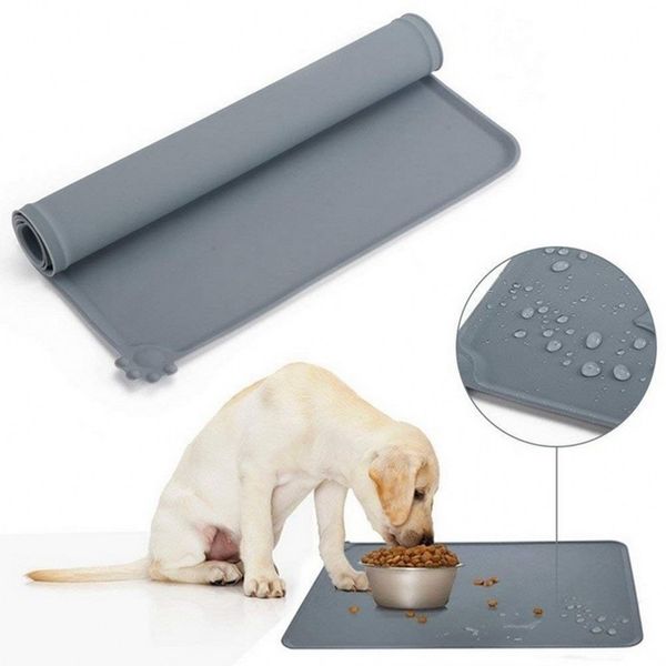 Tapis imperméable pour animaux de compagnie Silicone chien chat nourriture Pad bol boire chiot alimentation napperon solide petit moyen grand chiens Y200917