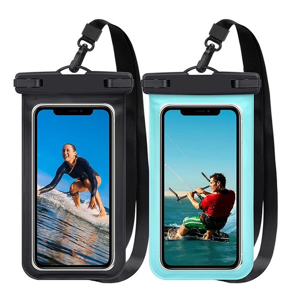 Pochettes étanches pour téléphone Étui étanche universel Sac sec pour iPhone 14 13 12 11 Pro Max Plus XS XR X 8 Galaxy S22 S21 S20 Pixel jusqu'à 7.0, protection de téléphone sous-marine IPX8