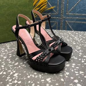 Waterdichte platformsandalen dikke hoge hakken Enkelbandje open teen hakken hoefijzer hakken luxe designer schoenen dames fabrieksschoenen35-42 Met doos