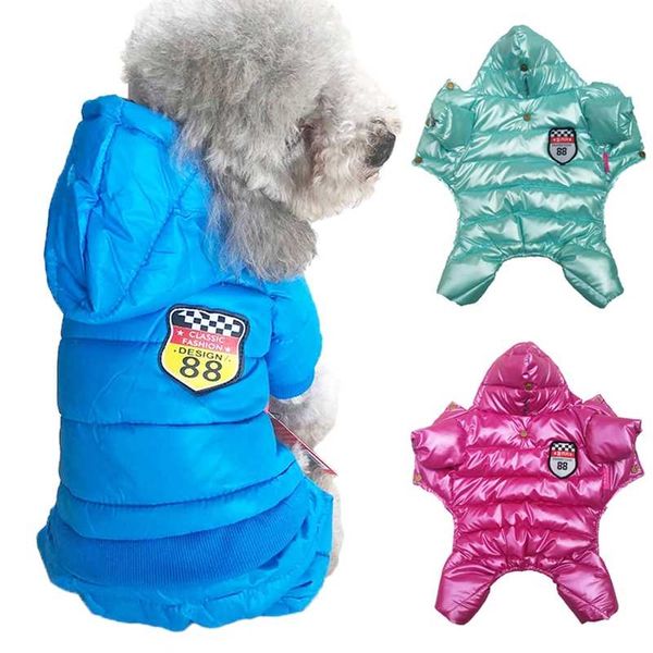 Imperméable PU Chien Veste Hiver Chaud Pet Vêtements Pour Petits Chiens Chiot Vêtements Chihuahua Hoodies Bouledogue Français Vêtements Carlin Manteau 211106