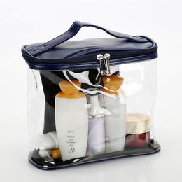 Bolsa de cosméticos transparente de PVC impermeable, estuche de maquillaje transparente con cremallera, bolsa de baño y organizador de vacaciones, bolsa de viaje