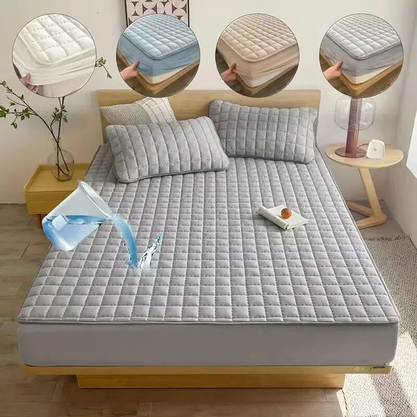 Protecteur de surmatelas matelassé imperméable, couverture antibactérienne Antimites, Design en relief, literie, drap-housse de lit 240116