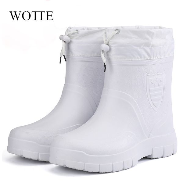 Bottes de pluie imperméables Boots en plastique épais Bottes Mentes de glissement Chaussures Zapatos de Hombre Chaussures de travail Bottes de travail Chaussures de pêche 39-45