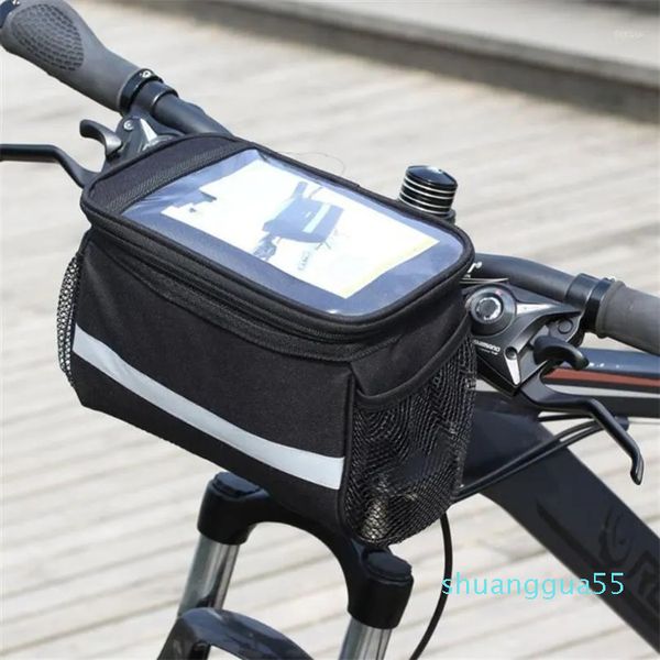 Bolsa impermeable para manillar de bicicleta de carretera, cesta frontal para ciclismo, marco de alforja, bolsas impermeables para bicicleta con correa reflectante más ancha