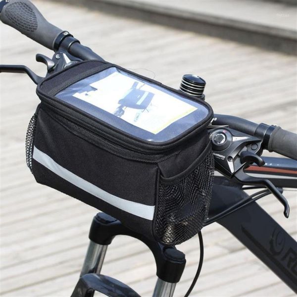 Bolsa impermeable para manillar de bicicleta de carretera, cesta delantera para ciclismo, marco de alforja, bolsas impermeables para bicicleta con correa reflectante más amplia 1255w