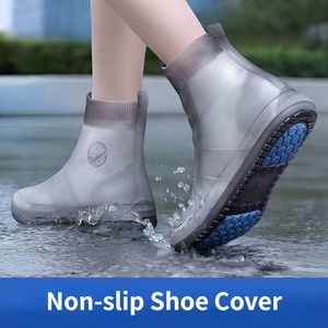 Waterproof Silicone Shoe Cover High Top Rain Boots Cover Non-slip Shoes Protector Outdoor Reusable Thickened Footwear Children