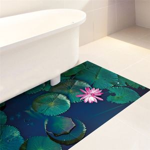 Imperméable à l'eau antidérapant Lotus étang autocollants de sol tapis pour enfants chambre décalcomanies décor à la maison paysage salle de bain autocollant mural décoration