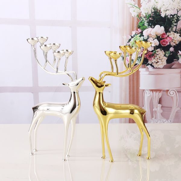 Luxurious Spotted Deer Partes de velas de acero inoxidable Candelabra de bodas Candelabra Candelabra con velas gratis