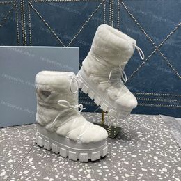 Botas de nieve impermeables para mujer, zapatos de invierno de diseñador, botines de esquí, botas de plataforma con cordones a la moda, botas gruesas para exteriores