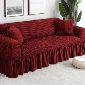 Ventaja de sofá elástica de color sólido para el agua para la sala de estar estirada estiramiento a cuadros Spledbotas de sofá de sofá Cubierta l Forma LJ201216 247F
