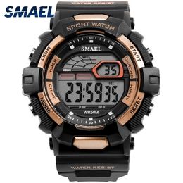 Montres de sport étanches LED SMAEL Relojes Hombre Hommes Montre Grandes montres militaires Armée 1527 Sile Digital Wrsit Montre pour hommes X0524