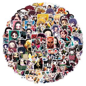 Autocollant étanche 100pcs Demon Slayer Anime Stickers Mixed Graffiti Kimetsu No Yaiba Stickers pour Skateboard Ordinateur Portable Voiture Moto Scooter Jouets Autocollants De Voiture