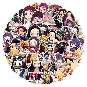 Autocollant étanche 50/100 pièces autocollants Anime Demon Slayer Kimetsu No Yaiba Cool vinyle décalcomanies pour ordinateur portable planche à roulettes bagages voiture vélo autocollants de voiture imperméables