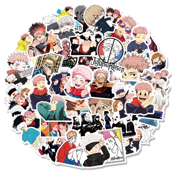 Autocollant étanche 50/100 Pcs Anime Autocollants Jujutsu Kaisen Graffiti Dessin Animé Japonais pour Ordinateur Portable Skateboard Voiture Vélo Moto Vinyle Stickers Styles Autocollants De Voiture