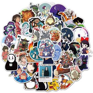 Waterdichte sticker 50/100 stks Totoro Spirited Away Princess Mononoke KiKi Stickers Anime Ghibli's Hayao Miyazaki Serie Sticker Decals Kids Gift Auto stickers