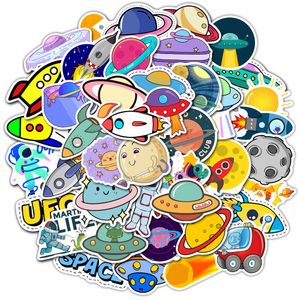 Waterdichte Sticker 50 Stks Cartoon Universe Outer Space Stickers Graffiti Shuttle UFO Alien Astronaut Vinyl Decals voor Kinderen Laptop Gitaar Skateboard Auto Stickers