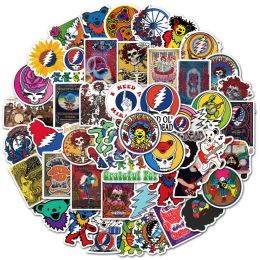 Autocollant étanche 50PCS Cool Grateful Dead Autocollants pour Voiture Vélo Moto Ordinateur Portable Bagages Téléphone Cas Guitare Vinyle Decal Rock Musique Autocollant Bombe Autocollants De Voiture Faveur