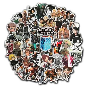 Waterdichte sticker 50 stks Graffiti Stickers Pack Aanval op Titan voor Laptop Bagage Motorfiets Vinyl Willekeurige Anime Sticker Bom AOT Grappig Cool Decals Auto stickers