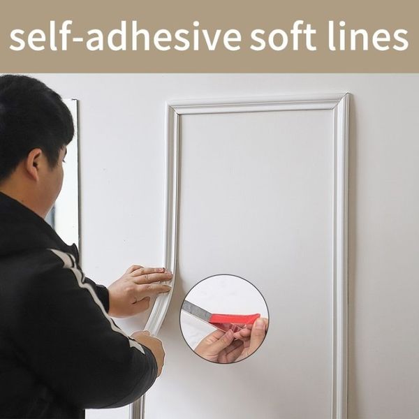 Bande imperméable auto-adhésive de miroir, garniture de cadre de ligne décorative en PVC souple 210310190z