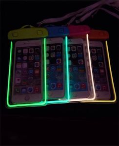 Sac de baignade étanche Cas de téléphone portable Couverture lumineuse Universelle pour 3568 pouces iPhone 14 13 12 Mini Pro Gadget Smartphone Beac8657222