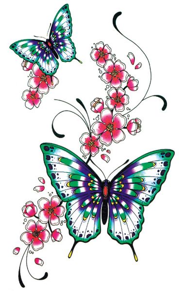 tatoo imperméable autocollants temporaires pour dame femmes papillon conception de la fleur grand bras autocollant de tatouage Livraison gratuite