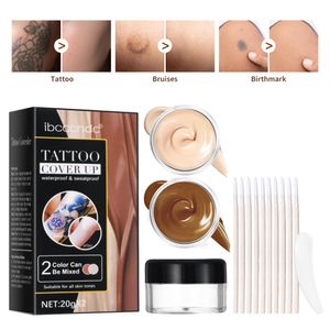 Conjunto de tatuaje de tatuaje impermeable Conjunto de maquillaje de larga duración para cubrir perfectamente las cicatrices de tatuajes acné vitiligo crema de marca de nacimiento