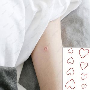 Tatouage temporaire étanche coeur rouge texte chinois japonais dessin animé motif faux tatouages Flash Tatoos bras corps Art pour femmes hommes