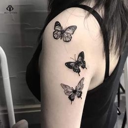 Autocollant de tatouage temporaire étanche 3D Butterfly Small Corps Art Faux Tato Flash Tatoo Pied de poignet pour les filles 240408